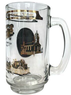 Vintage 1960s Dominion Glass Upper Canada Village Glass Beer Mug Ontario Living
